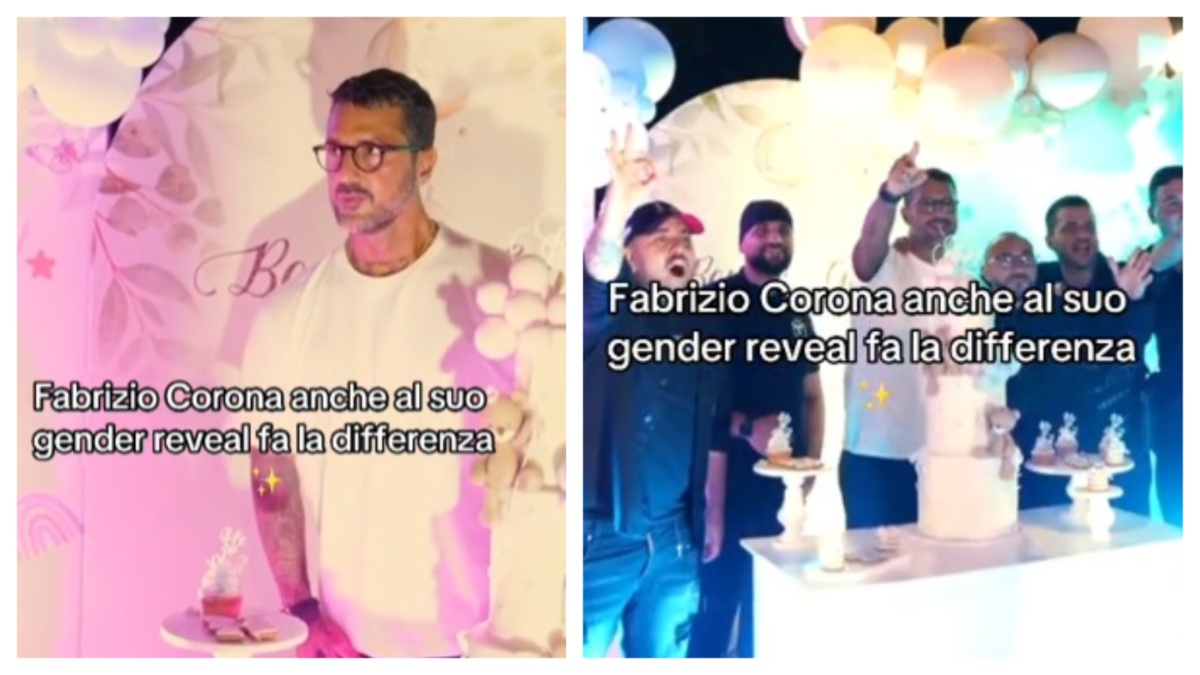 Fabrizio Corona, al gender reveal party del figlio si presenta da solo: è giallo