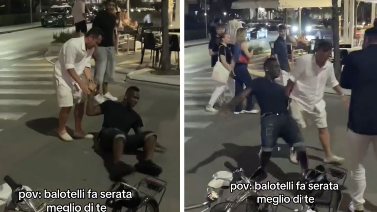 Mario Balotelli cade per strada dopo una serata: il video impazza sui social
