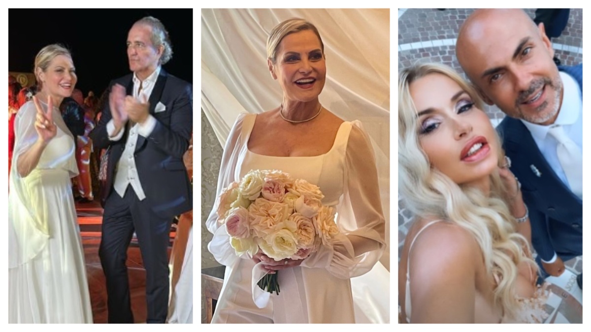 Simona Ventura e Giovanni Terzi, le foto della festa di nozze: tanti i vip assenti