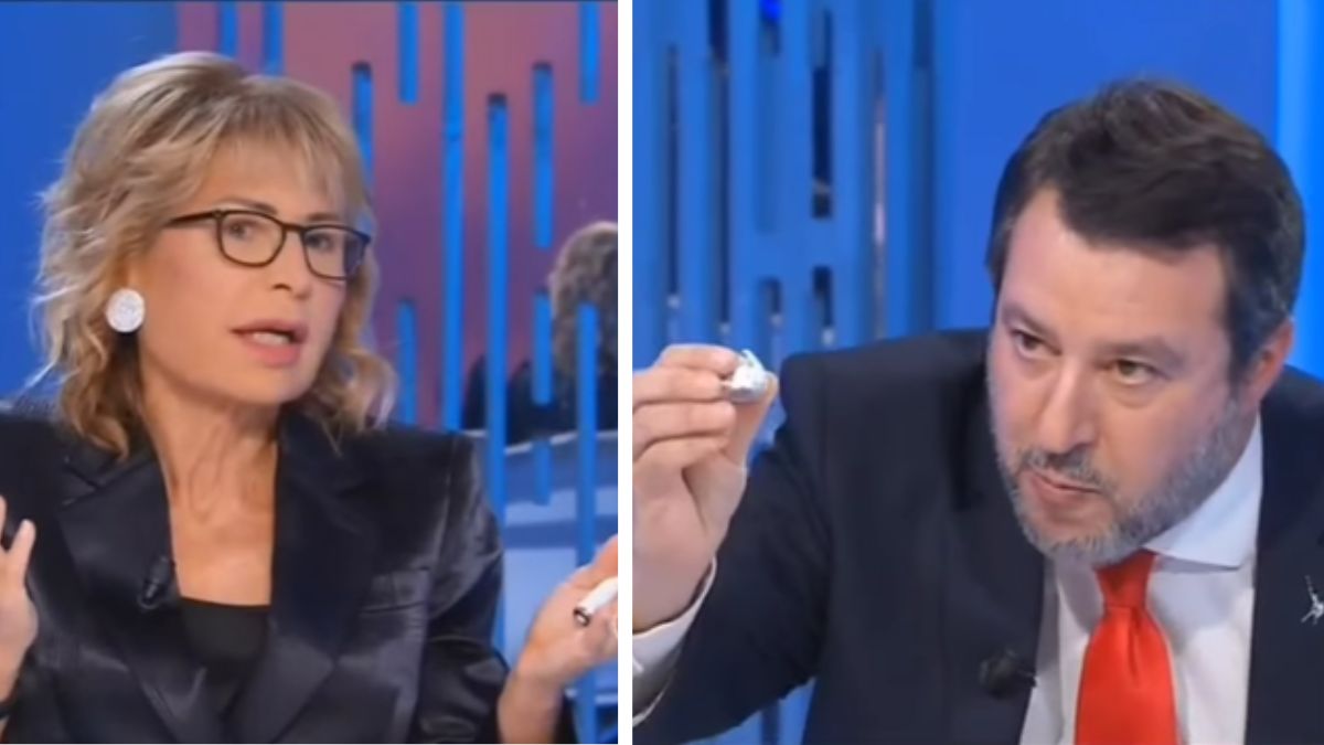 Lilli Gruber rimprovera Matteo Salvini in diretta, lui le regala un cioccolatino